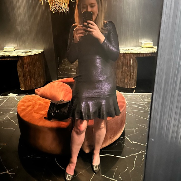 Nw Nightway Dresses & Skirts - Metallic Long Sleeve Fit/Flare Dress